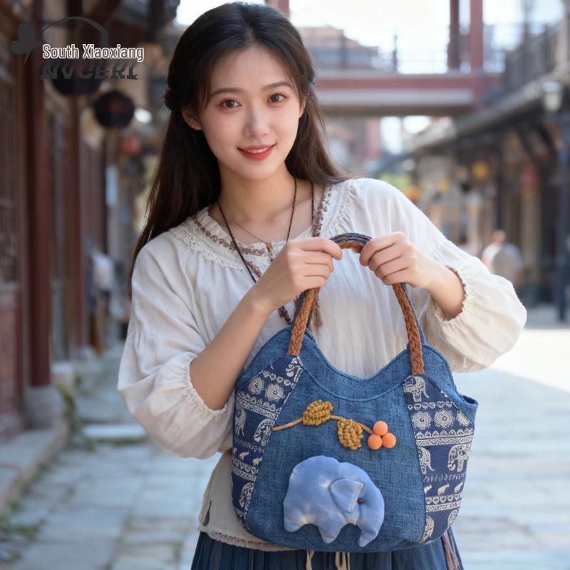 Ethnic Style Women's Lightweight Crossbody Tote - Casual Cloth Handbag