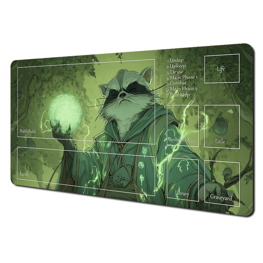 Magic Card Playmat Mtg Playmat Rabbit Archer Raccoon Nonslip Stitched Edge Gathering Gaming Mats Tapete Magic Mtg Card Pad