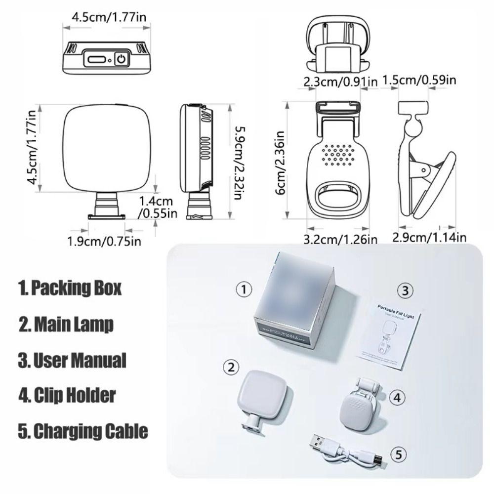 Adjustable Brightness Portable LED Selfie Light 3 Color Light Clamp Photography Light  Night