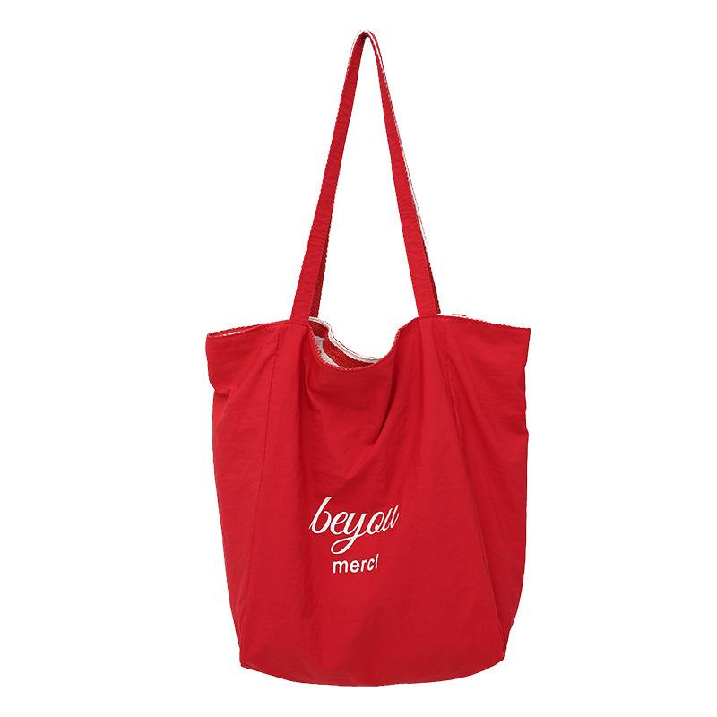 

Casual canvas bag, tote bag, armpit bag, new large-capacity striped shoulder bag, student class bag. one size fits all красный