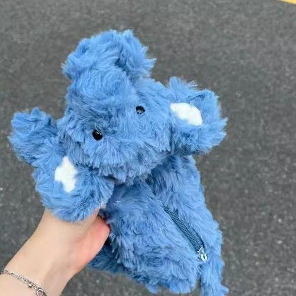 Adorable Elephant Stuffed Pen Bag With Plush Material For Kids School Supplies