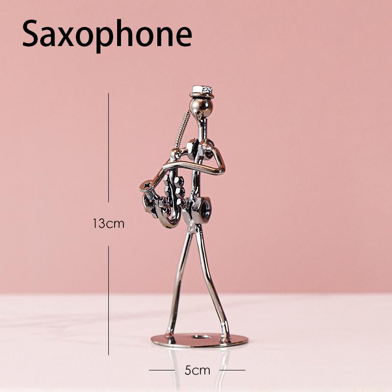 Retro Ironwork Band Ornament Metal Electroplating Mini Music Minimalist Guitar Violin Decoration Handicraft Classical Gift