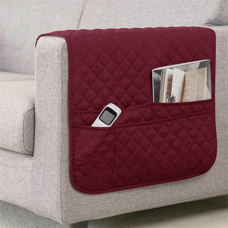 1pc Sofa Armrest Organizer with 5 Pockets and Cup Holder Tray Couch Armchair Hanging Storage Bag for TV Remote Control Cellphone