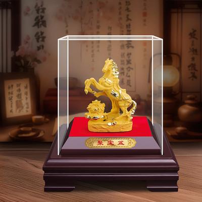 Golden Horse Figurine Bring Good Luck Wealth Chinese Style Horse Statue Fengshui Decoration Home Office Desktop Ornament