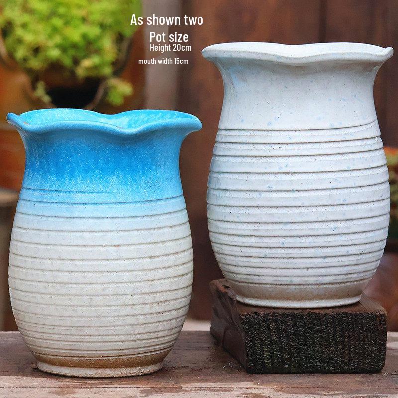 Handmade Coarse Ceramic Succulent Planter, Orchid Breathable Zisha Pot, Old Tree Design, Tall Rose Pot.