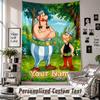 Gobelin wiszący na ścianę z własnym imieniem i tekstem, Dekoracyjny gobelin Asterix i Obelix do sypialni