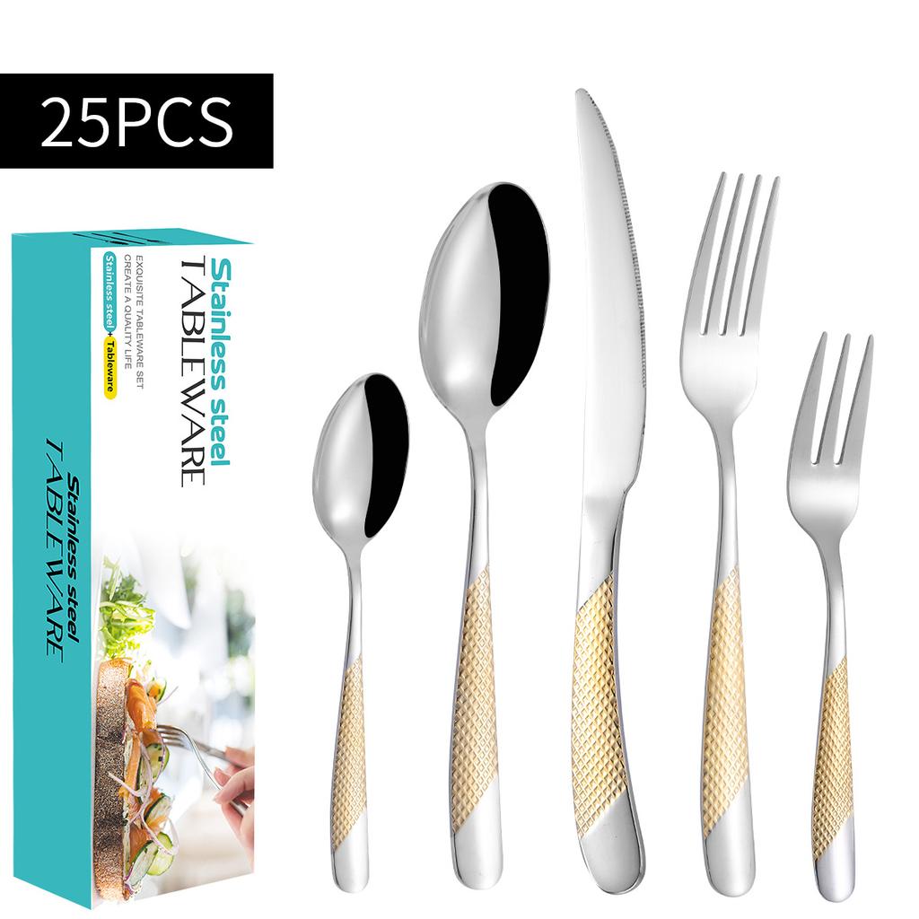 Stainless Steel Tableware Suit Steak Knife, Fork and Spoon 20/30 Pieces Suit Five Main Pieces Tableware