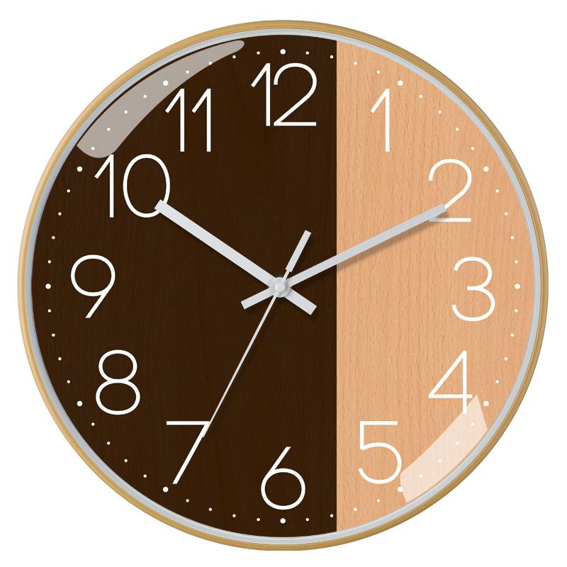 12-inch 30cm New Chinese Style Imitation Wood Grain Bamboo Grain Brushed Silent Clock Fashion Living Room Personalized Creative Wall Clock