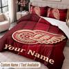 Detroit Red Wings Printed Bedding Set Custom Name Text 1 Duvet Cover 2 Pillowcases For Bedroom