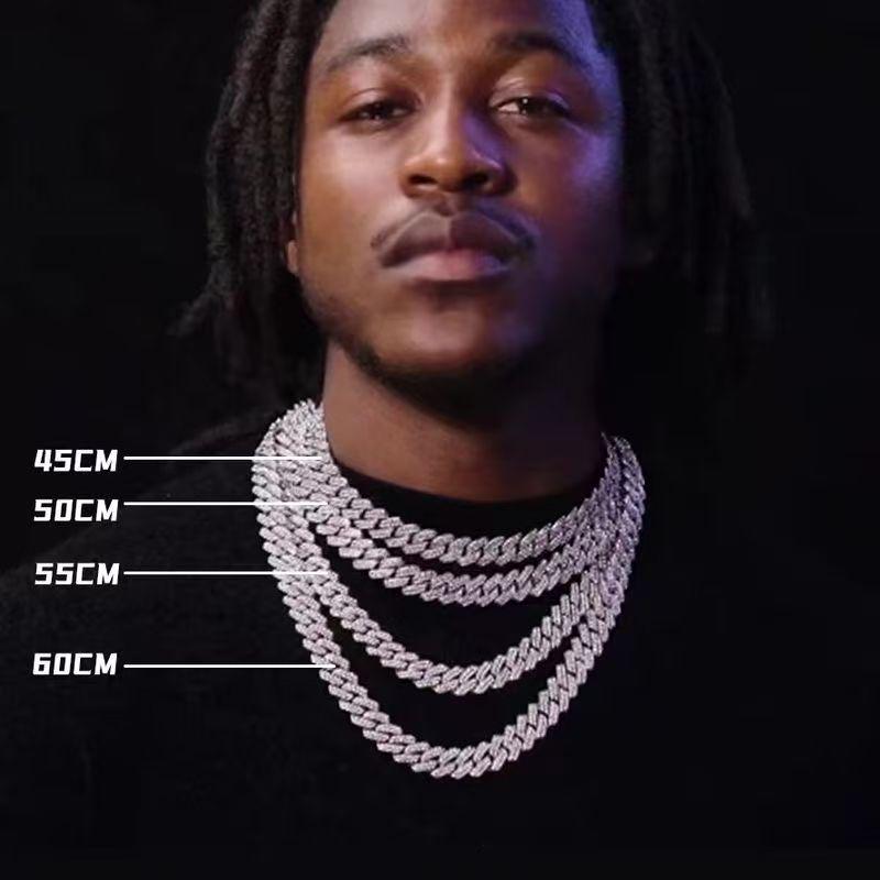 Men's 13mm Full Diamond Cuban Necklace - Luxurious Cross Alloy Hip Hop Clavicle Chain