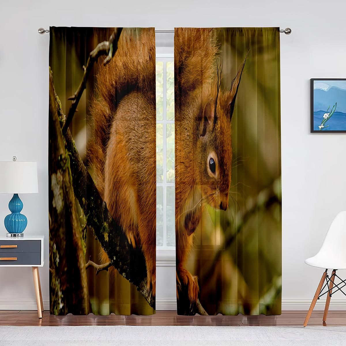 Тюлевые шторы-вуали с изображением маленьких животных — фото 13