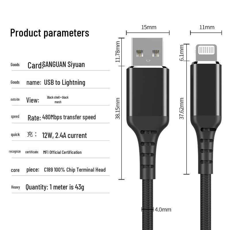 MFi Certified Apple Fast Charging Cable for iPhone 14 Pro/iPhone 13 Max/iPad