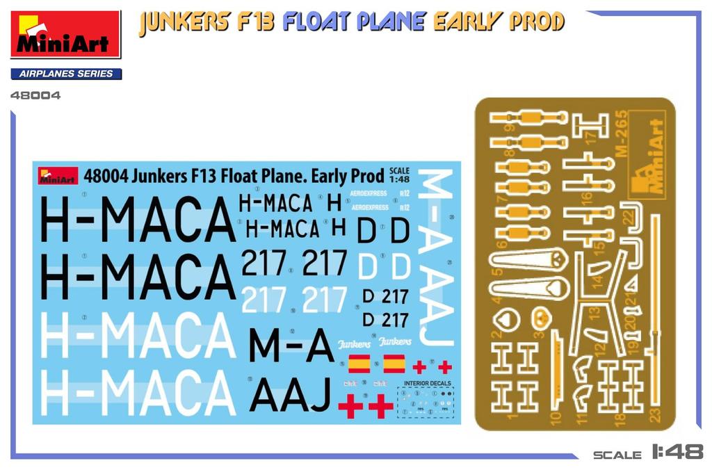 MiniArt MA Junkers Seaplane Early Model Plastic Model Kit MA48004 1/48 F-13 (Airplane)