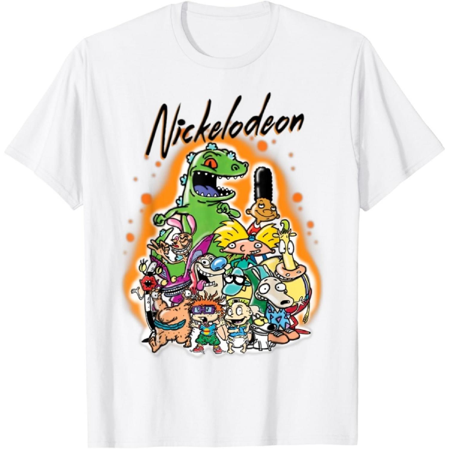 Классическая футболка Nickelodeon Nick 90-х с персонажем в стиле уличной аэрозольной краски S