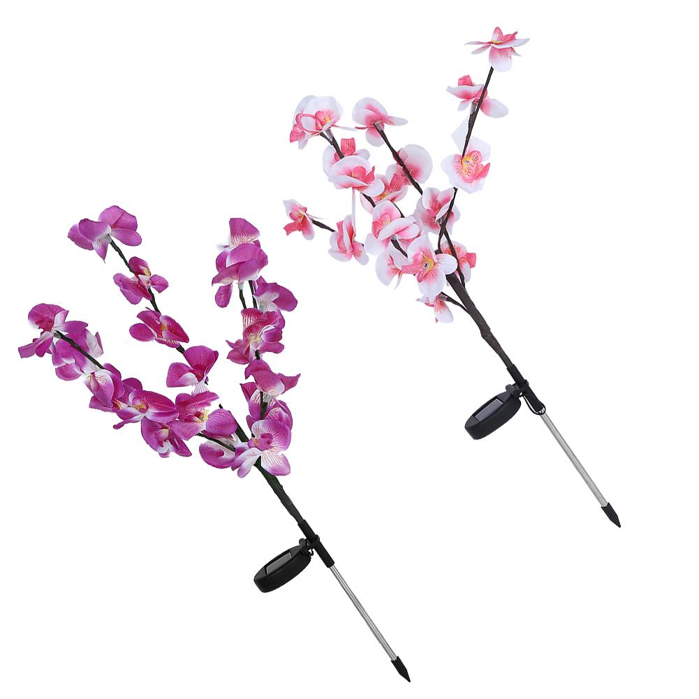 2Pcs/Set Solar Power LED Artificial Orchid Tree Lights for Garden Courtyard Lawn Decoration