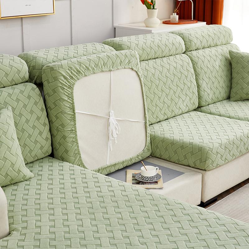 Square Jacquard Cushion Cover For Living Room Solid Stretchy Sofa Cover Velvet Couch Cover Sofa Protector Seat Cover