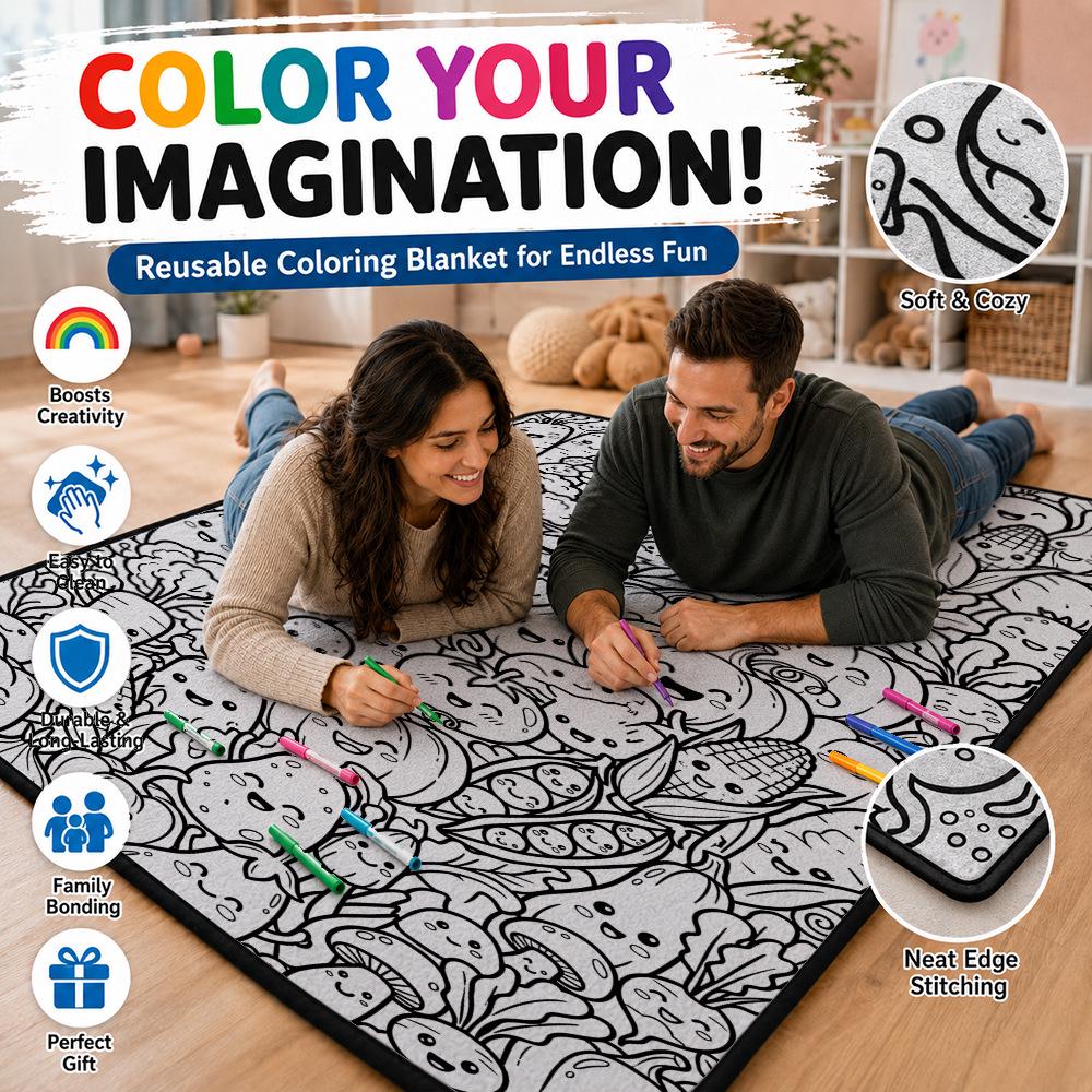 Cross-stitch DIY Fun Graffiti Blanket – Hand-painted Coloring Gift Blanket