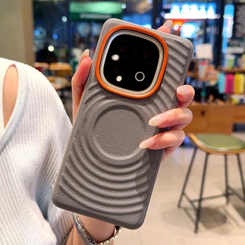 

For Vivo iQOO 13 Case Magnetic Ripple Pattern PU Leather Cover with Metal Camera Lens for VIVO iQOO13 vivo iQOO 13