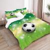 Comforter Green Background Football 3D Printed Bedding Set For Boy Men Polyester Bedroom Decorative Sports Style Soft Home