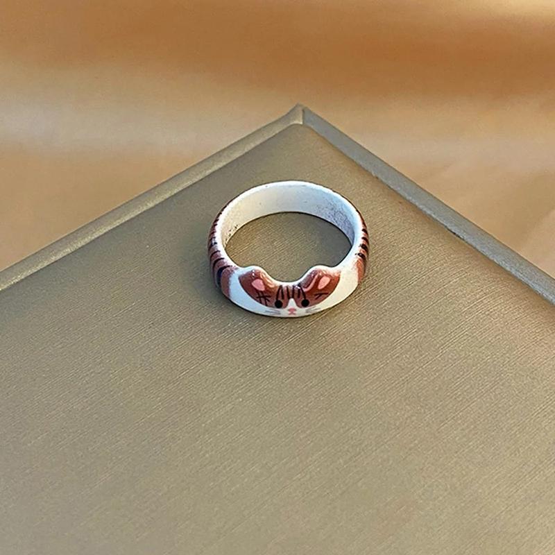 Fashionable Creative Cute Cat Drop Glaze Women'S Ring Valentine'S Day Year Gift