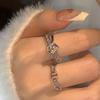 Japan And South Korea Light Luxury Diamond-Encrusted Letter Ring Women'S Niche High-End Design Versatile Fashion Cold Wind Open Ring