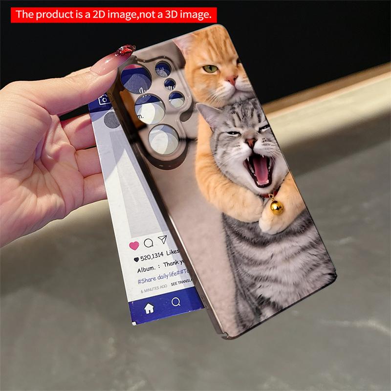 2DFlat Samsung phone case Golden Tabby Hugs Gray Yawn Cat Applicable to Galaxy S22 S23 S24 S25ULTRA S26 A12 A13 A14 A15 A16 A34 A35 A54 A55