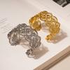 Real Gold Electroplated Flower Hollow Opening Bracelet Light Luxury High-end Bracelet European and American Fashion Exaggerated Jewelry Women