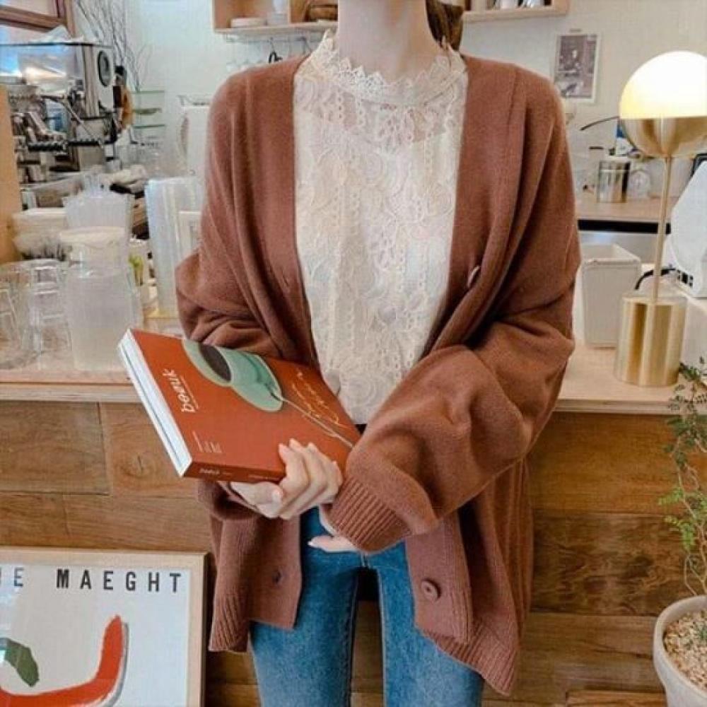 Navava Women Romantic Long Sleeve Lace Blouse Nb2438