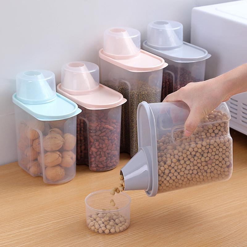 Hot Sale Grain Storage Container With Measuring Cup Food Storage Box Dry Goods Airtight Container Rice Bucket