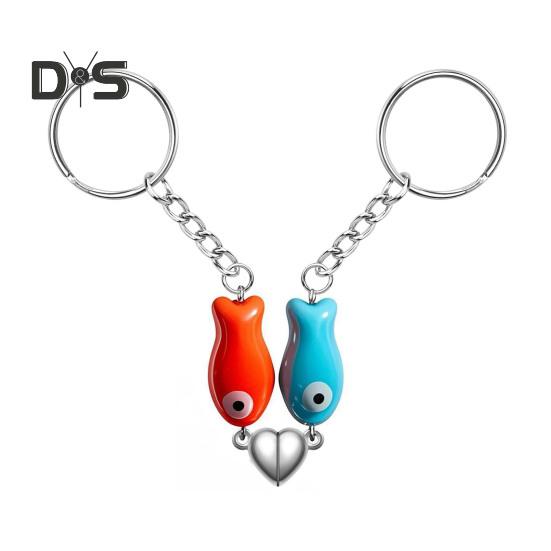 

Керамические рыбки парные брелки магнитный ремешок в форме сердца парные подвески для телефона парные вещи подарки на день святого валентина красный/синий