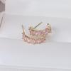 Korea   Fashion Jewelry 14K Real Gold Plating AAA Pink Zircon Semicircle Simple Earrings Elegant Women's Daily Accessories
