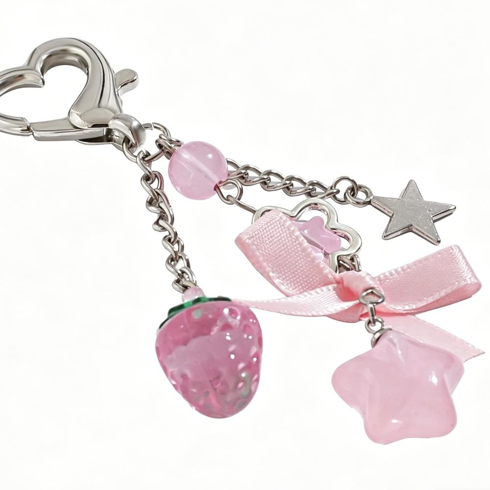 

Lovely Y2K Fashion Keychain Star Acrylic Keyring Cartoon Phone Pendant Girl Heart