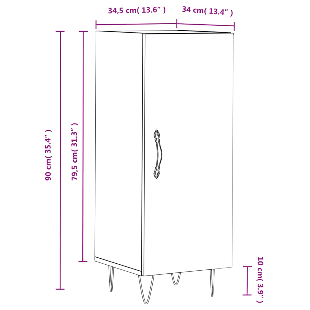 Sideboard Concrete Grey 34.5 x 34 x 90 cm Wood Based Panel