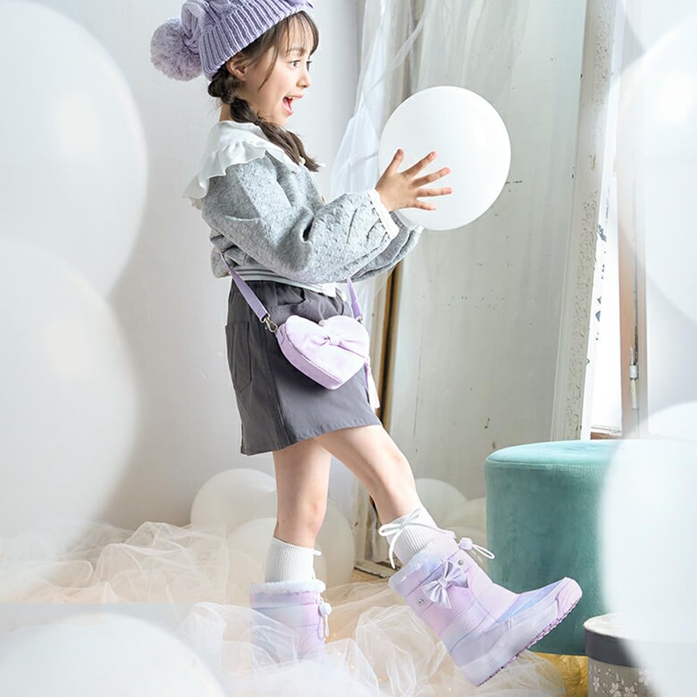 Arisana Snow Cold Weather Spiked Ribbon Marble Size M Kids' Boots, Girls' Boots, Blue, (19cm-20cm)