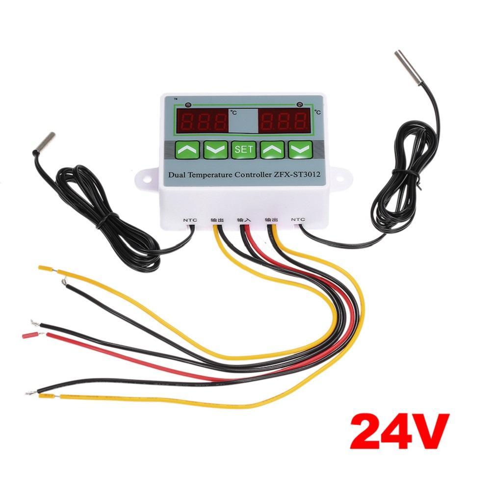 1pc Dual Temperature Controller ST3012 Digital Thermostat 12V 24V 220V Thermal For Heating Cooling Systems
