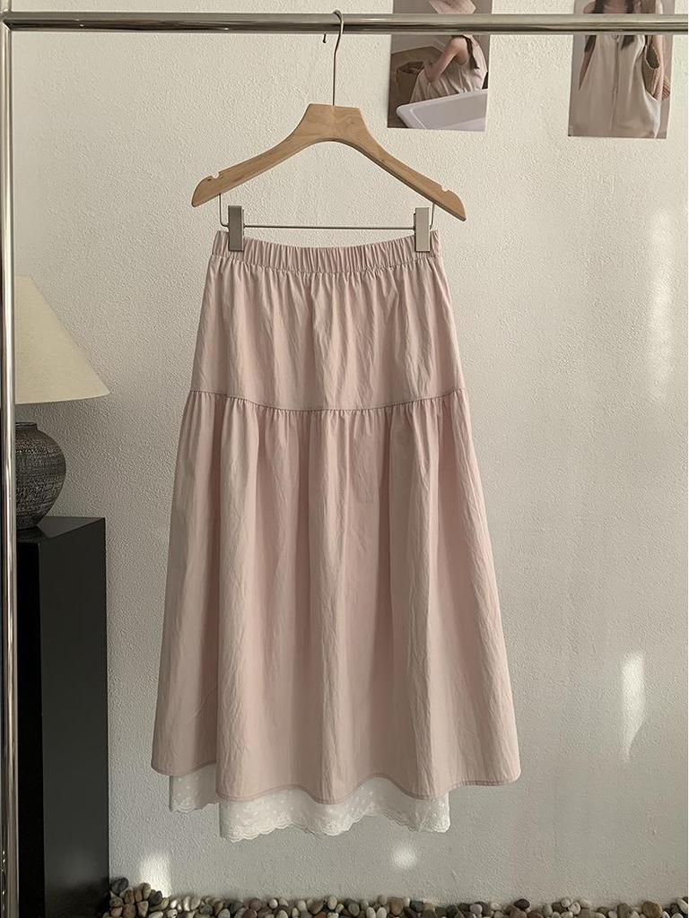Oumalai Sweet Gentle High Waist A-line Umbrella Skirt for Women