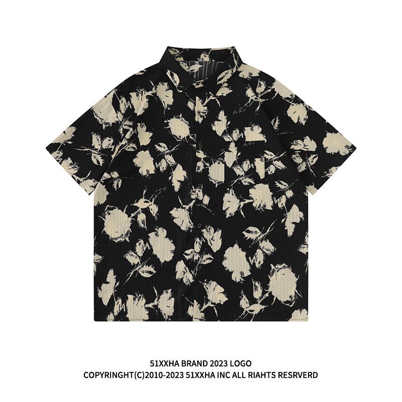 Trendy Hip Hop Chic Florals Casual Short Sleeve Shirt