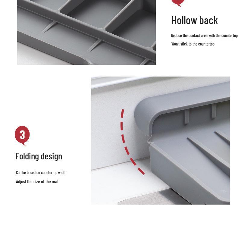 Silicone Draining Mat for Narrow-Edge Sink & Faucet Splash Guard