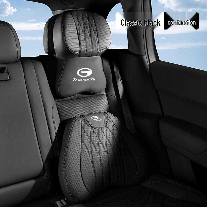 Trumpchi Headrest and Lumbar Support Pillow - Genuine Leather Cushion for GS3/4/8, M8/6Pro, E8/9