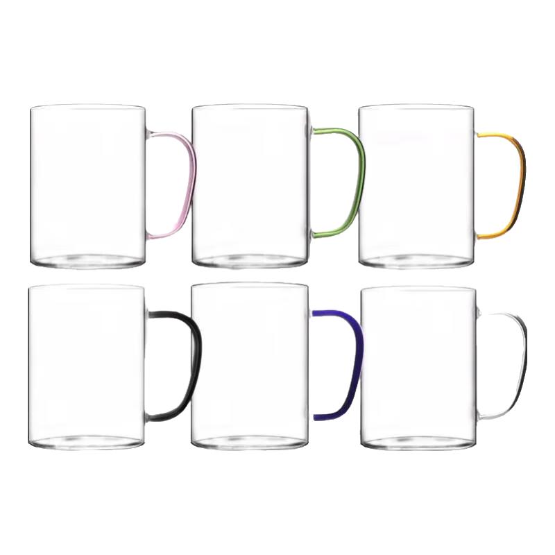 Ranye Thickened Assorted Glass Mugs with Handle, 6-Pack