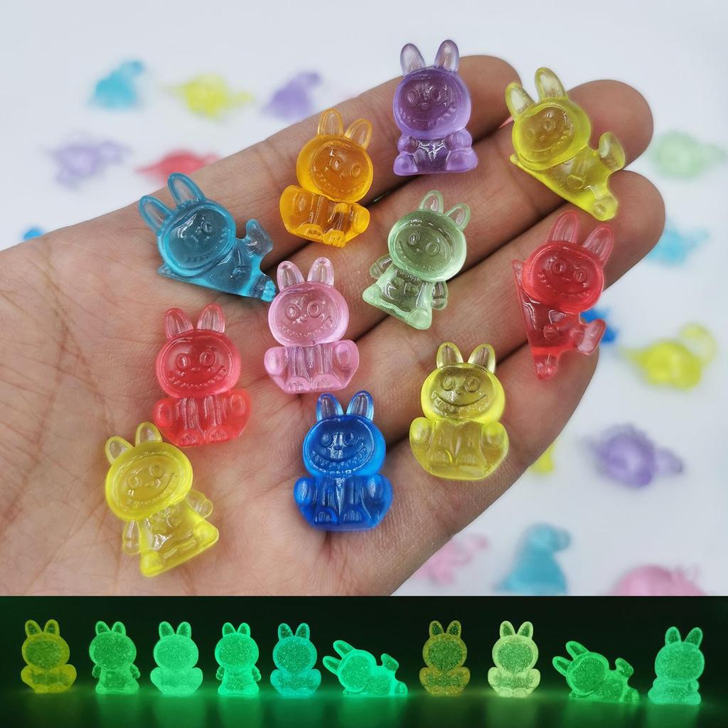 Luminous Cute Animal Mini Ornaments: Turtle, Bear, Rabbit - Handmade Glowing Accessories