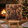 Winter Holiday Crafting Supplies Christmas Faux Pearl Art Kit, DIY Rhinestone Painting 8" X 8", Cartoon Sparkling Mosaic for Beginners Snowman Animal