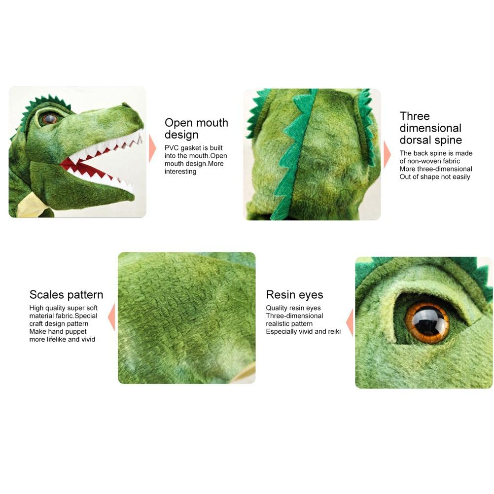 Excras Dinosaur Hand Puppet, Soft Plush Toy, 30cm, Puppet Show, Educational Toy, Animal Prop, Prank Toy, Gloves, Dinosaur Simulation Model, Soft