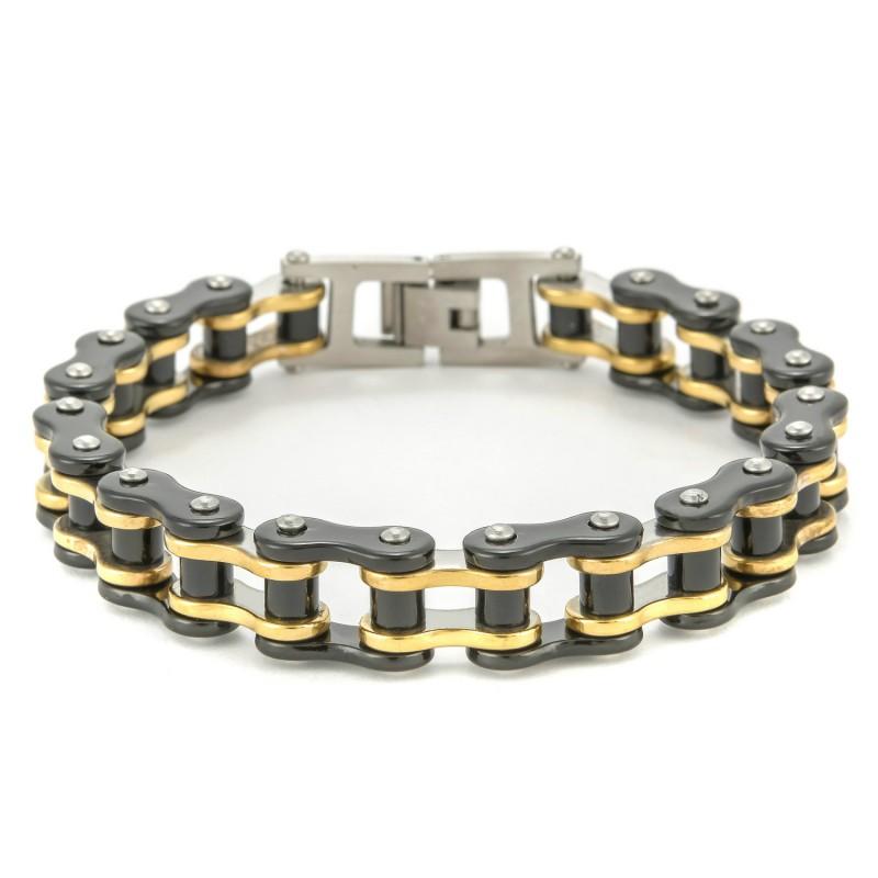 Stainless Steel Chain Bracelet Men Cycling Motorcycle Biker Gear Punk Style Geometric Link Wristband