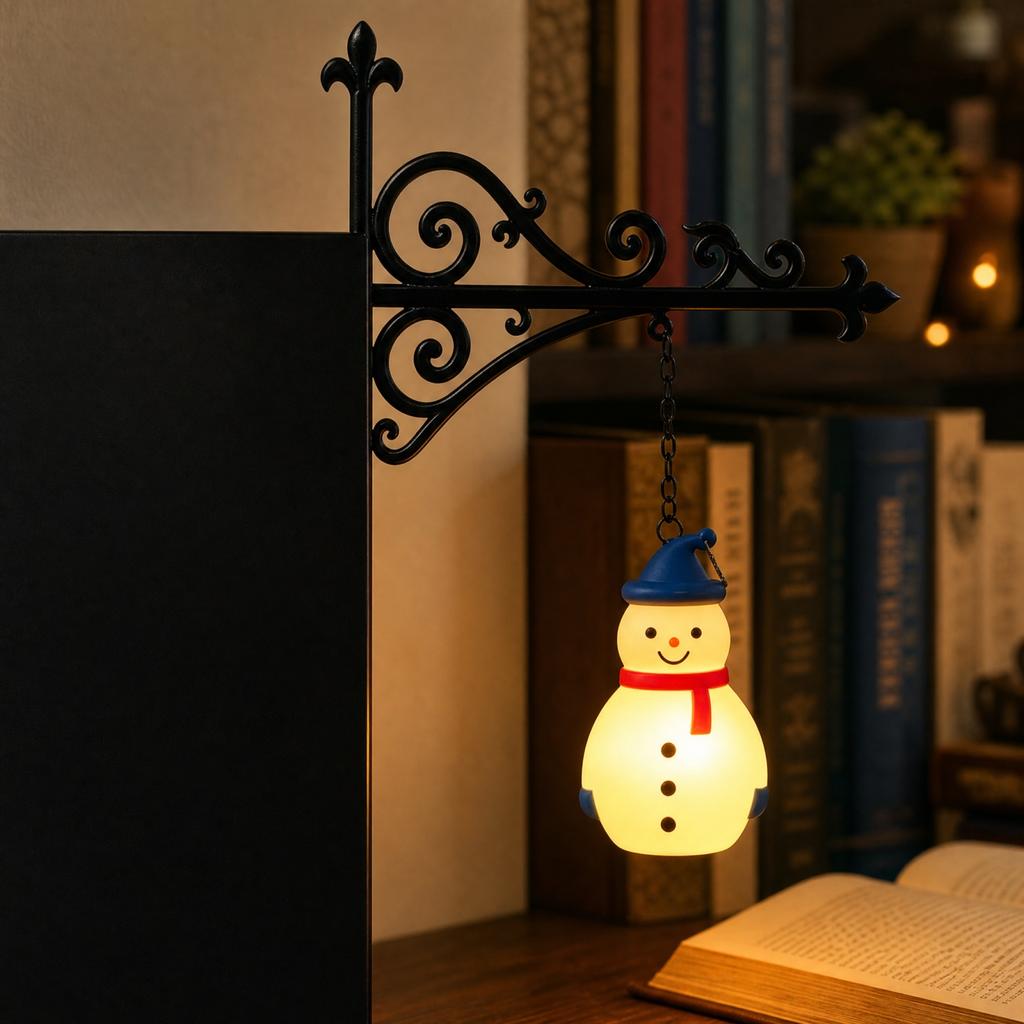 Snowman Decorative Bookshelf Light with for Library Bookcase Reading