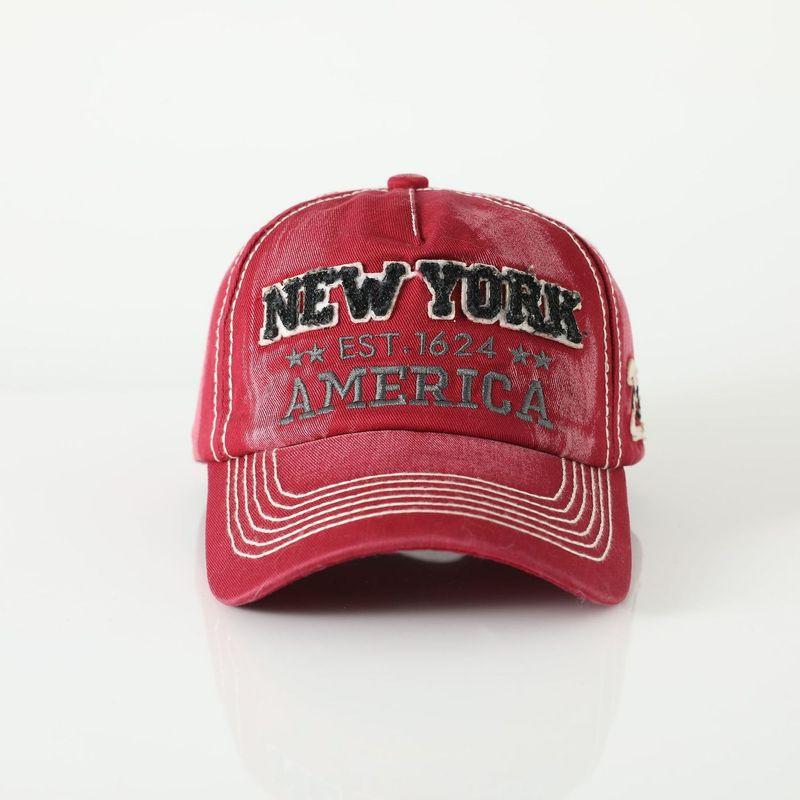 

Hat Men s New York Embroider Outdoor Sports Baseball Cap Women s All-Matching Sun-Proof Korean Embroidered Peaked Cap Ins Fashion Burgundy