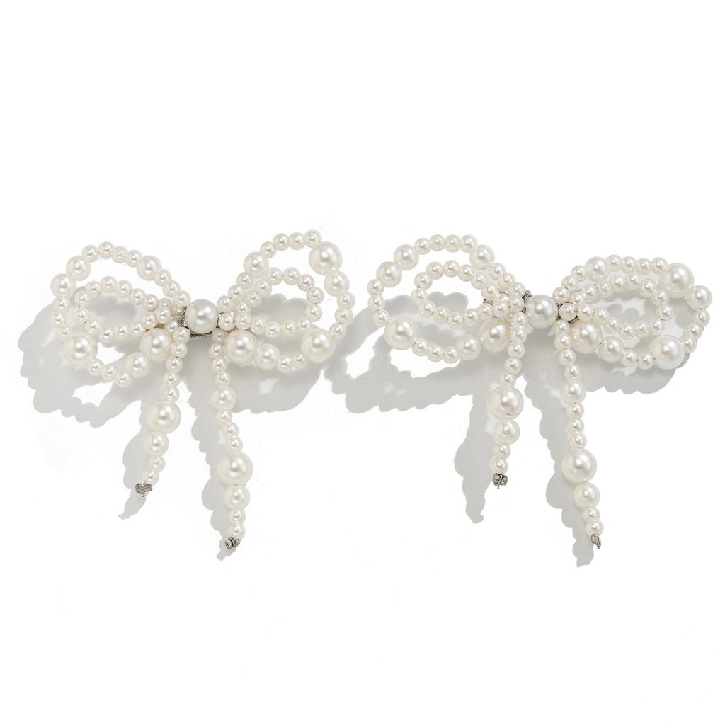 Temperament Imitation Pearl Bow Pants Anklet Decoration, Fashionable Metal Pin Pants Shortened Foot Decoration