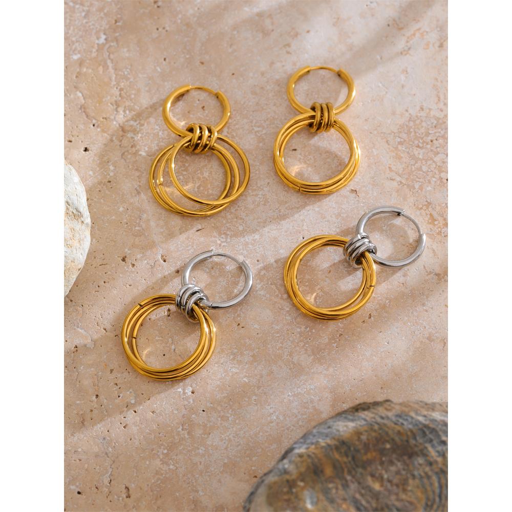 Eetit Distinctive Stainless Steel Double Round Drop Daily Earrings for All Occasions Tarnish Resistant Versatile Trendy Jewelry