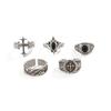 European and American Retro Hip-hop Exquisite Pattern Opening Adjustable Ring Five-piece Personalized Trend Ring