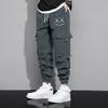 Mode Druck Buchstaben Große Tasche Herren Cargohose Klassisch Locker Kordelzug Taille Street Casual Männlich Hübsche Hose